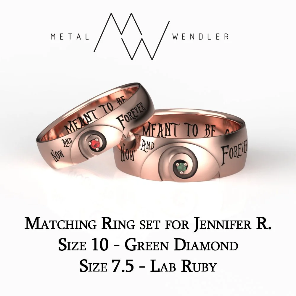 Custom Matching Ring set for Jennifer R. - Size 10 & Size 7.5 - 14k Rose Gold