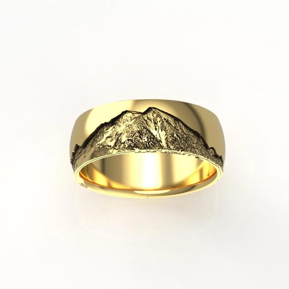 Mount Sopris Diamond Wedding Band | 8mm | Colorado Rocky Mountain Ring