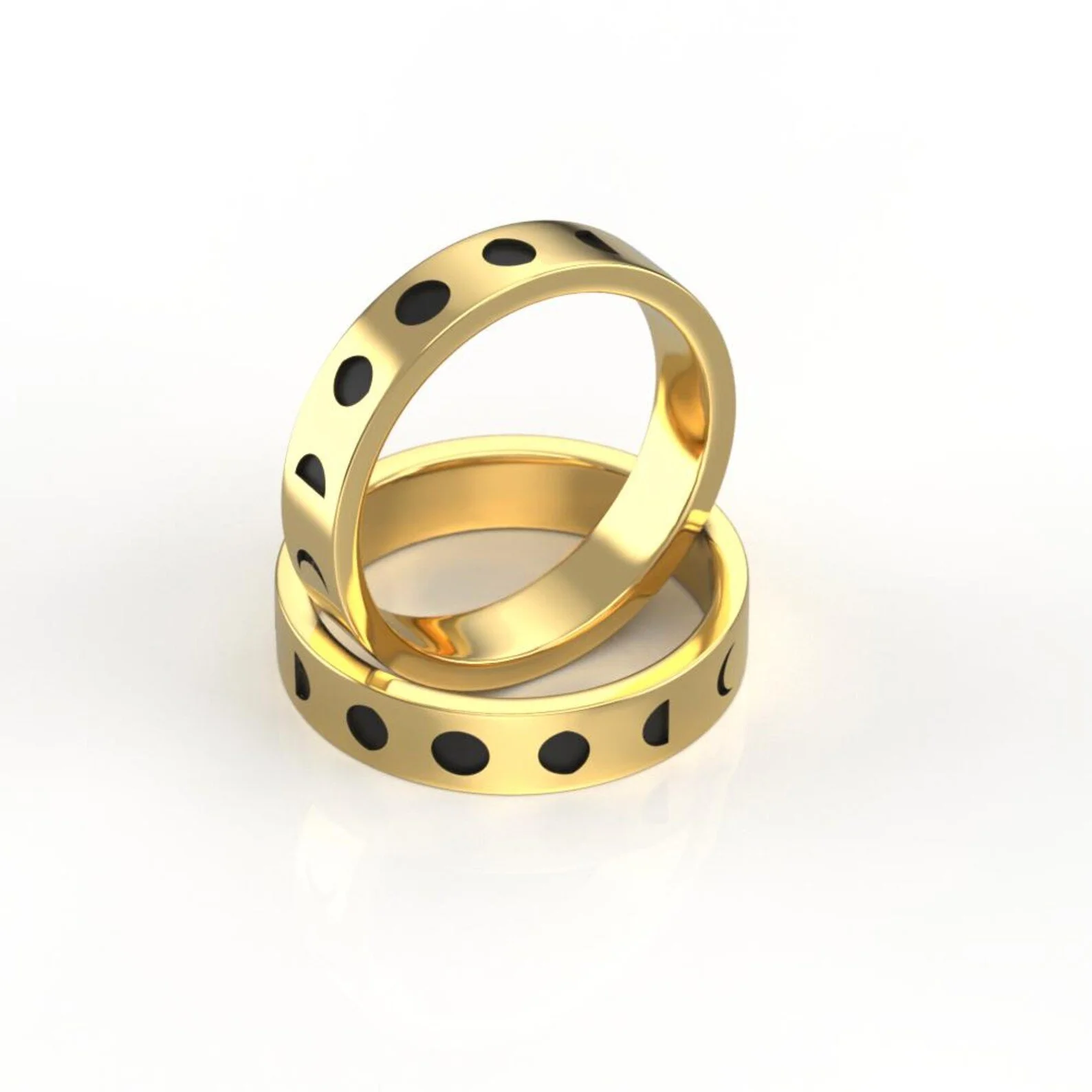 Moon Phase Matching Ring Set - Unique Moon Wedding Bands in Silver or Gold - Anniversary Gift 7.jpg