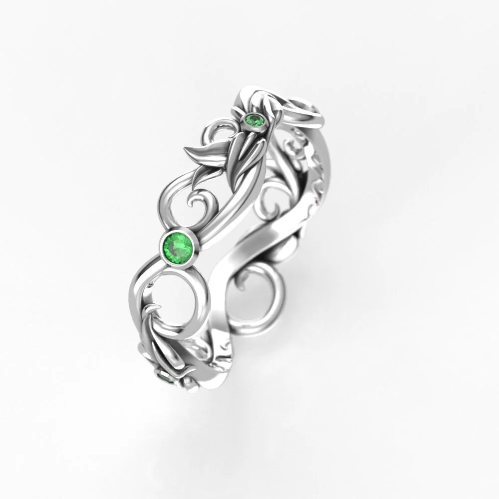silver-art-nouveau-emerald-vine-leaf-ring-standing.jpg