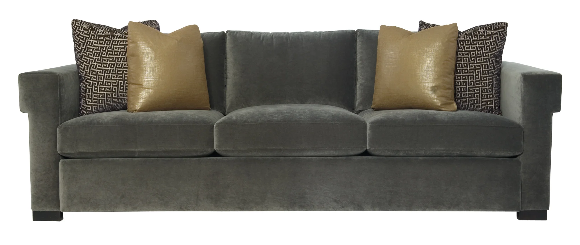 sofa in grey - pillows in blue velvet