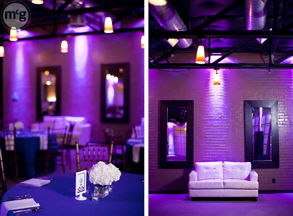 Edison's Dallas Reception Purple Uplighting