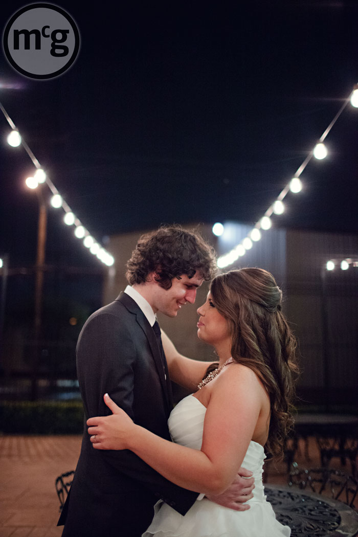 Cafe Lights Bride & Groom Portrait