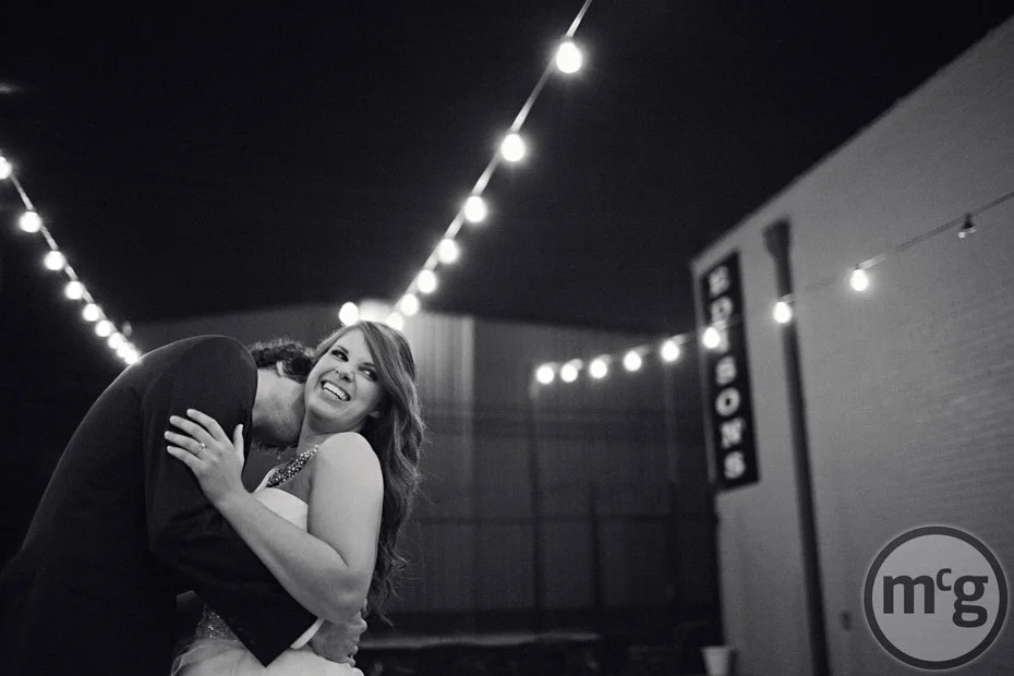 Cafe Lights Bride & Groom Portrait