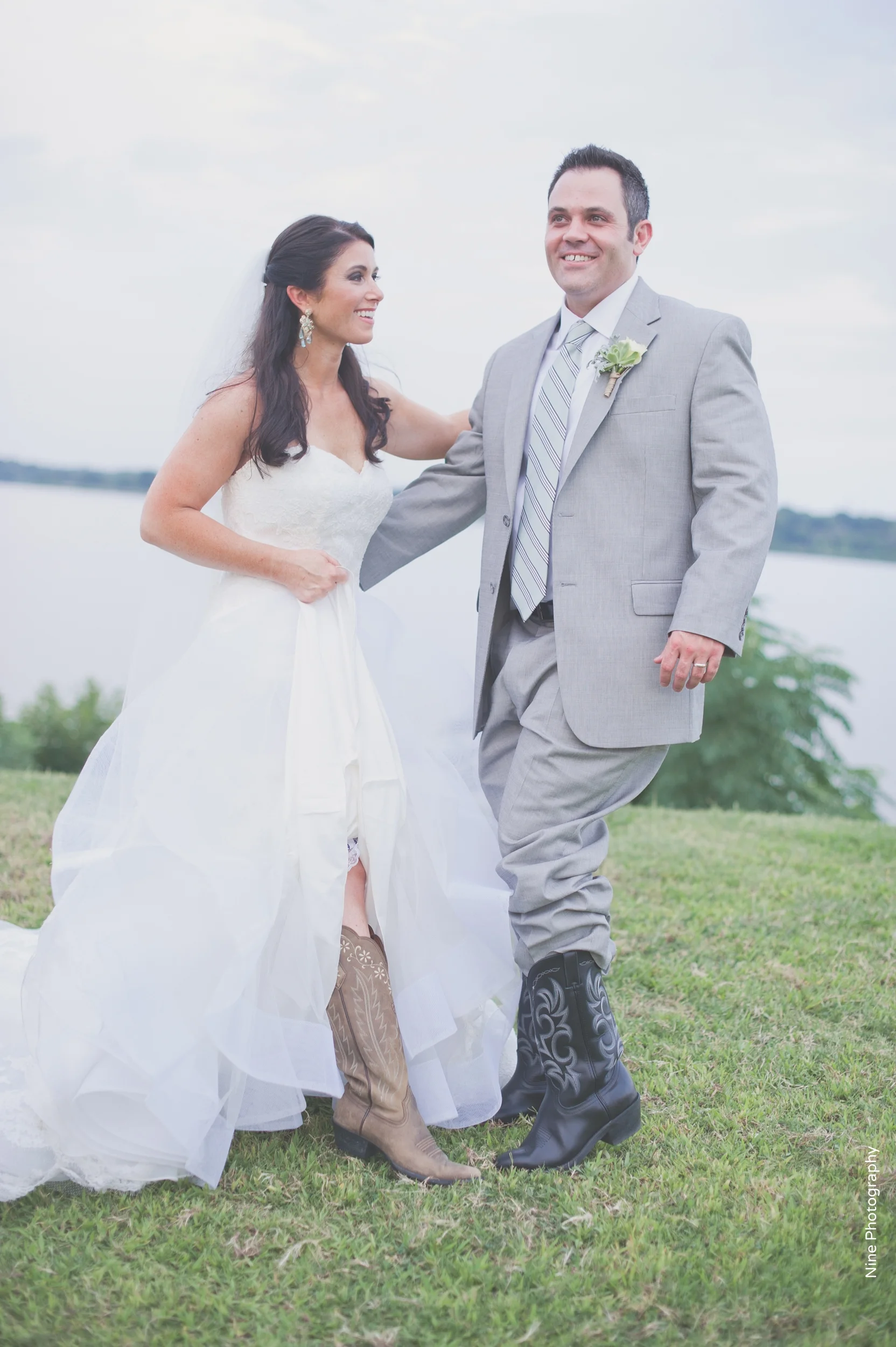 Bride & Groom White Rock Lake in Boots