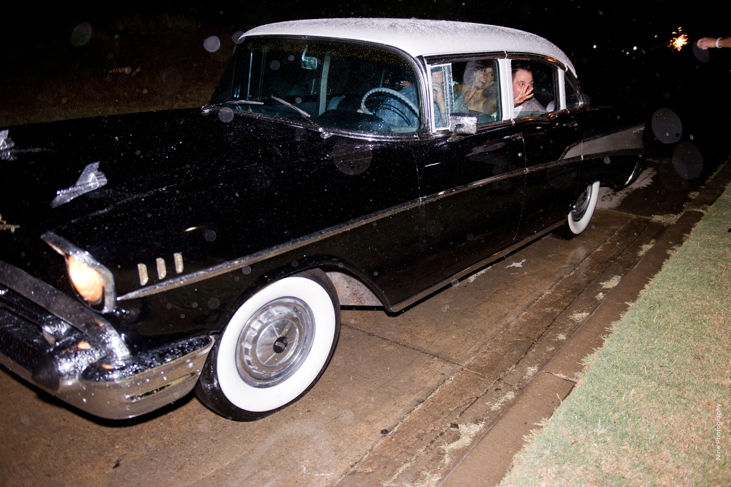 Vintage Black Wedding Getaway Car