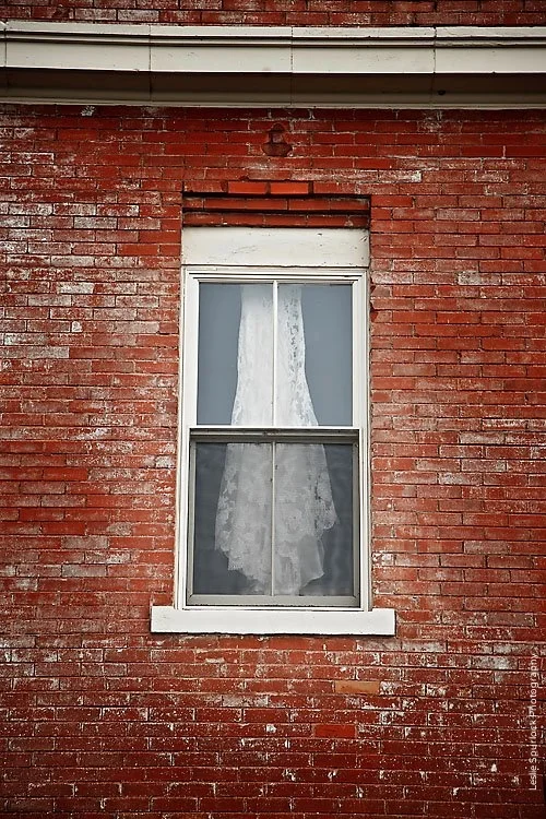 Wedding Gown in Filter Building Window