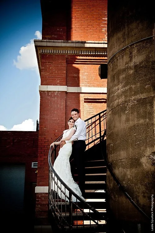 Bride & Groom on Stairs