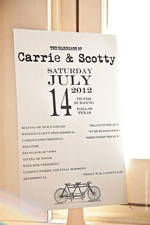 Wedding Program Tandem Bicycle