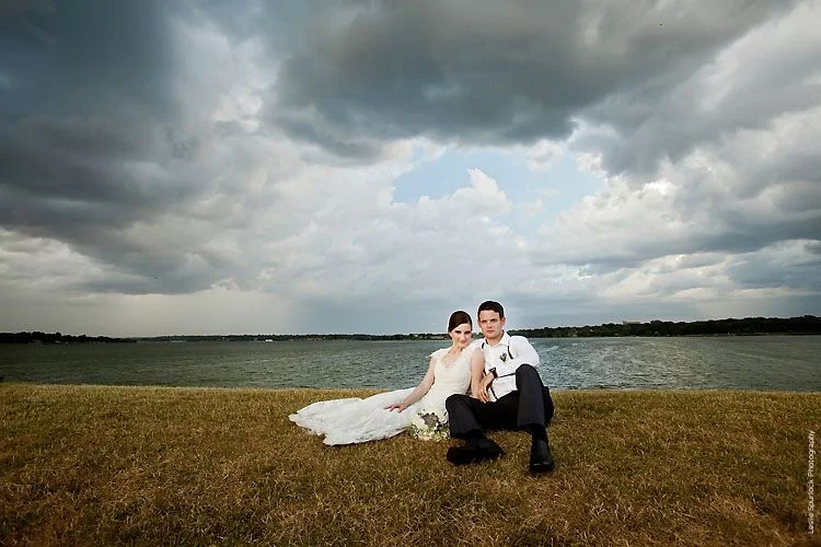 Stormy Bride & Groom Wedding Portrait White Rock Lake