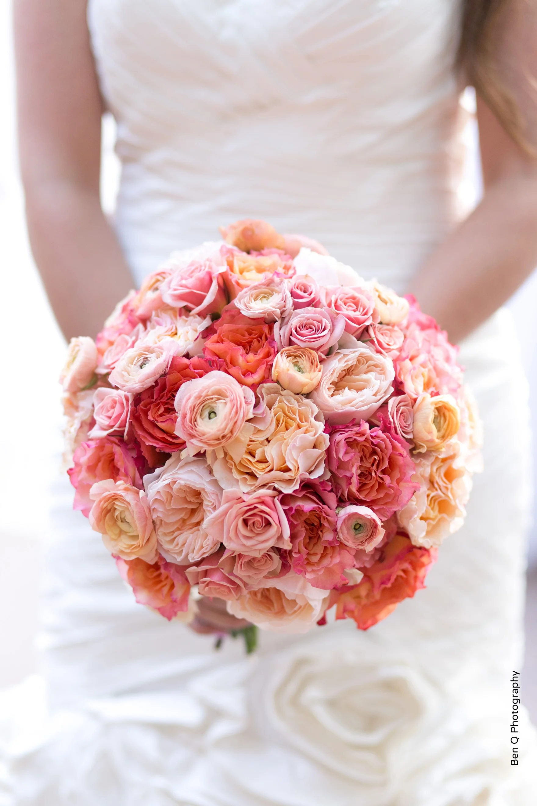 Pink Peach Coral Orange Bridal Bouquet
