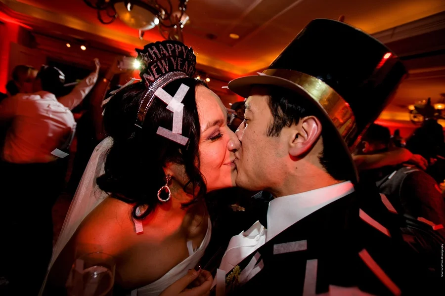 New Years Eve Wedding Midnight Kiss