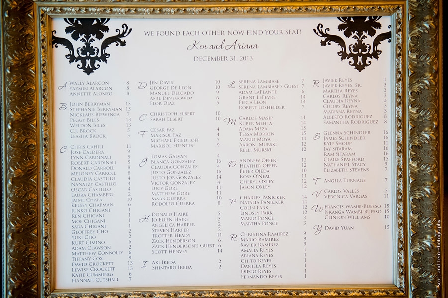 Black and White Wedding Reception Seating Chart
