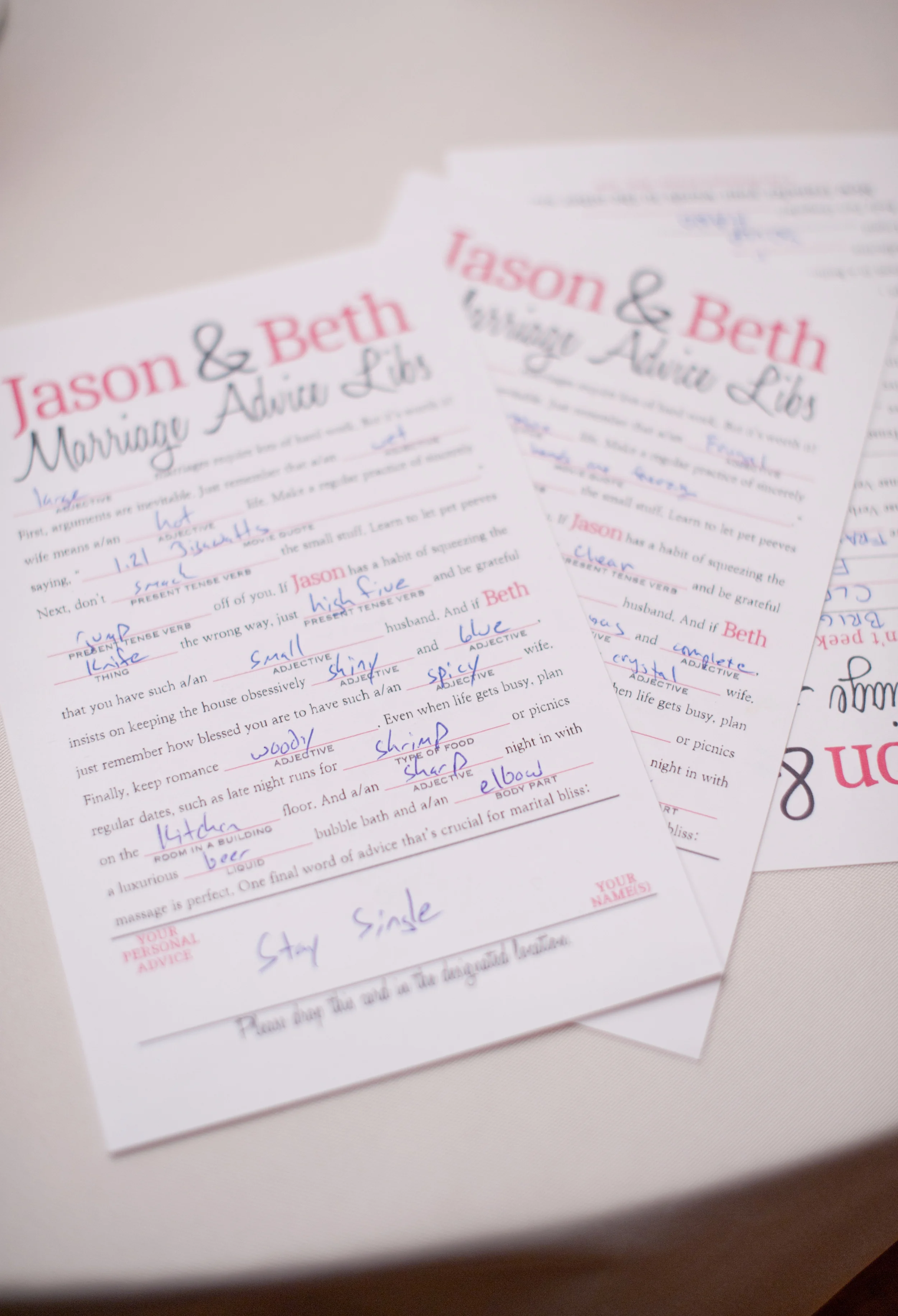 Wedding Mad Libs