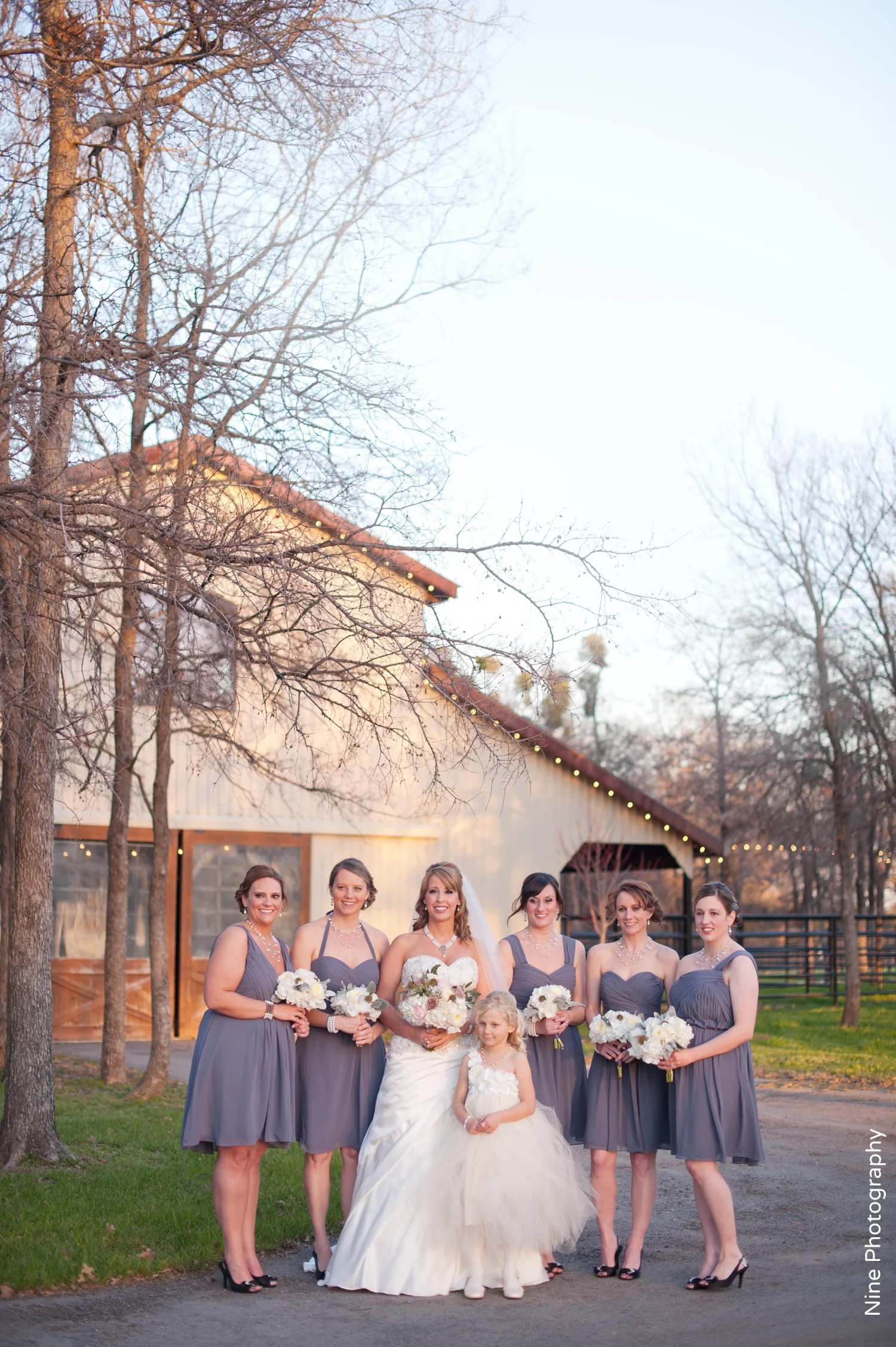 Short purple bridesmaids Classic Oaks Ranch