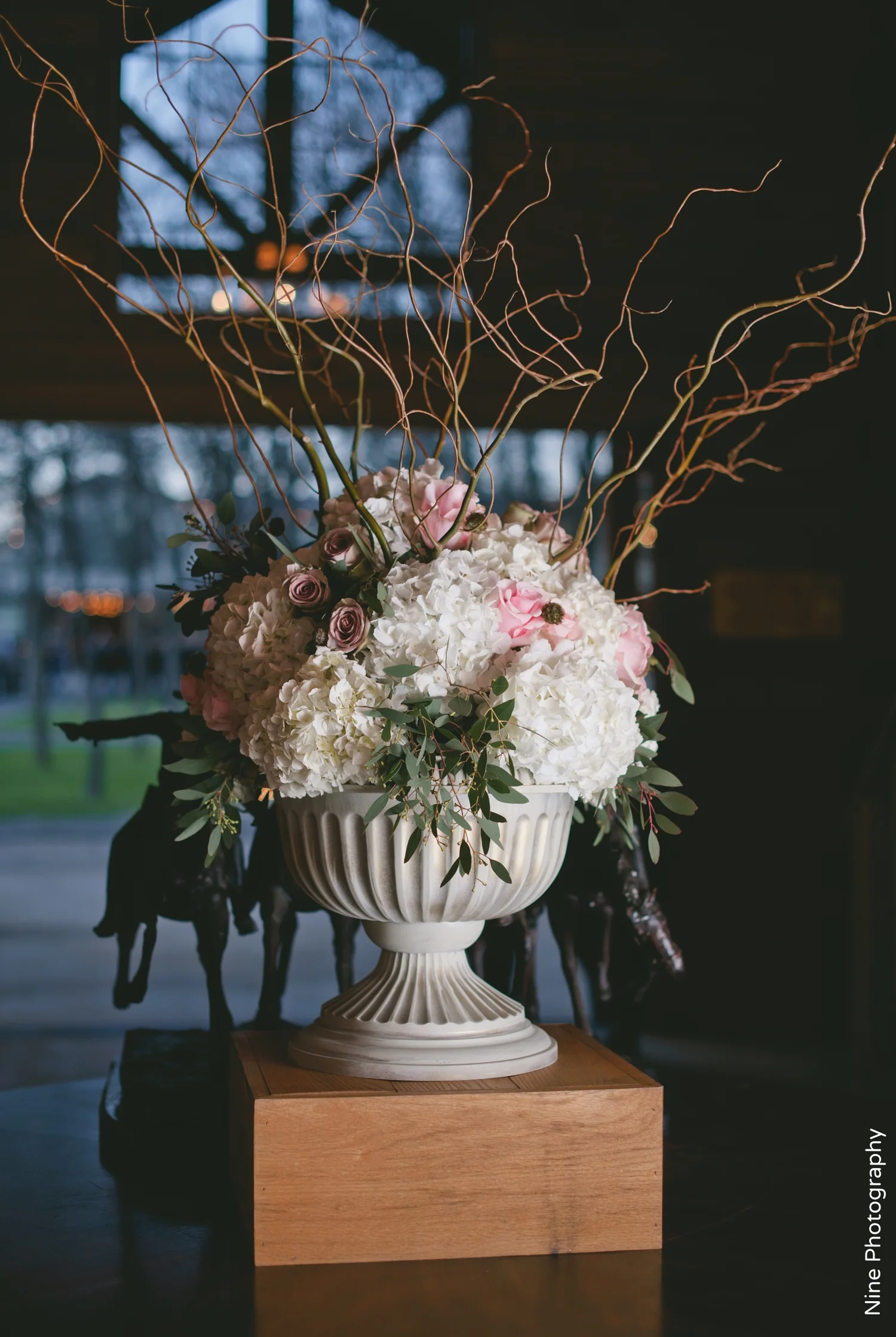 Wedding Welcome Floral Arrangement White Pink Branches
