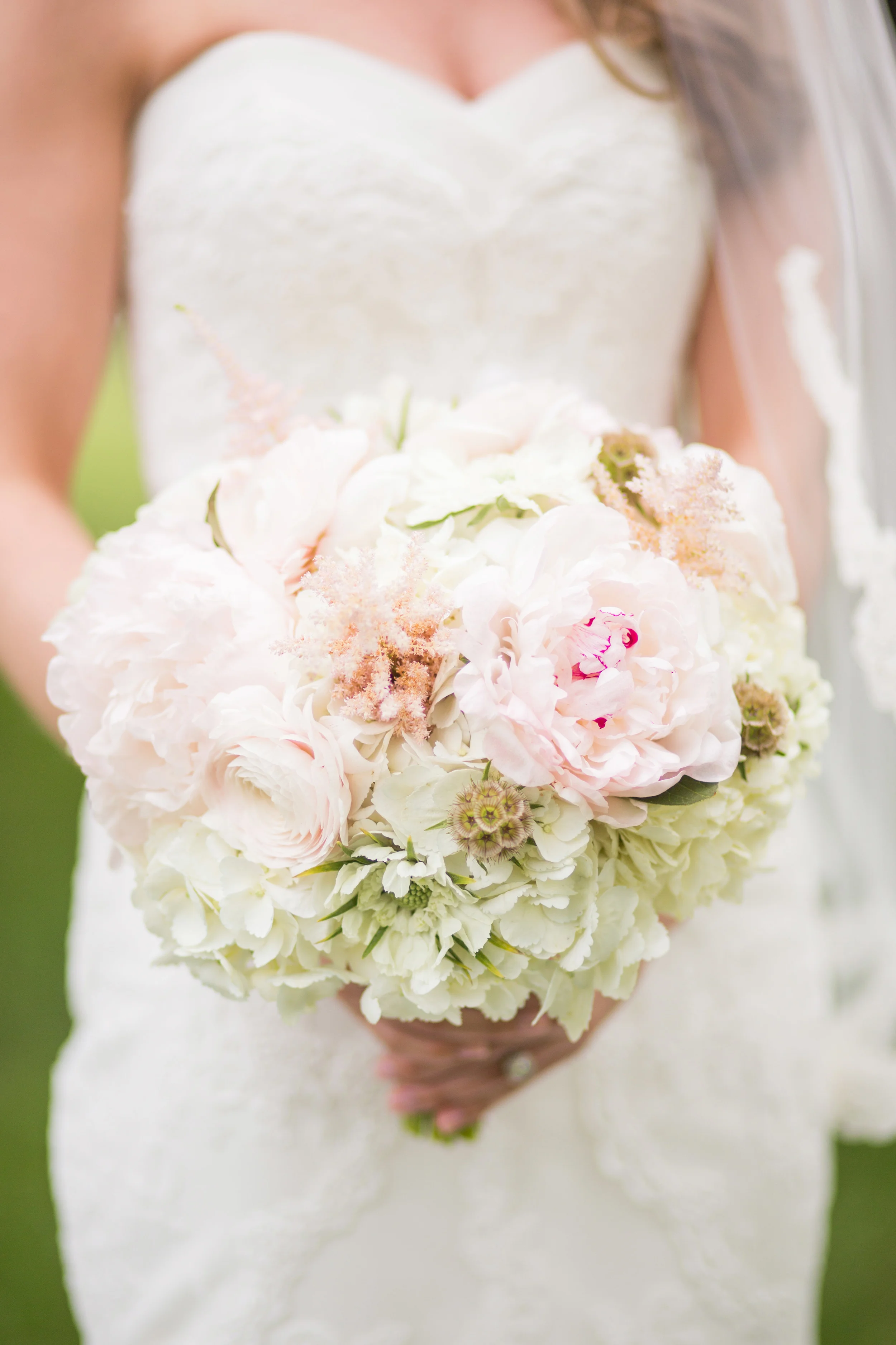 White Green Pink Bridal Bouquet