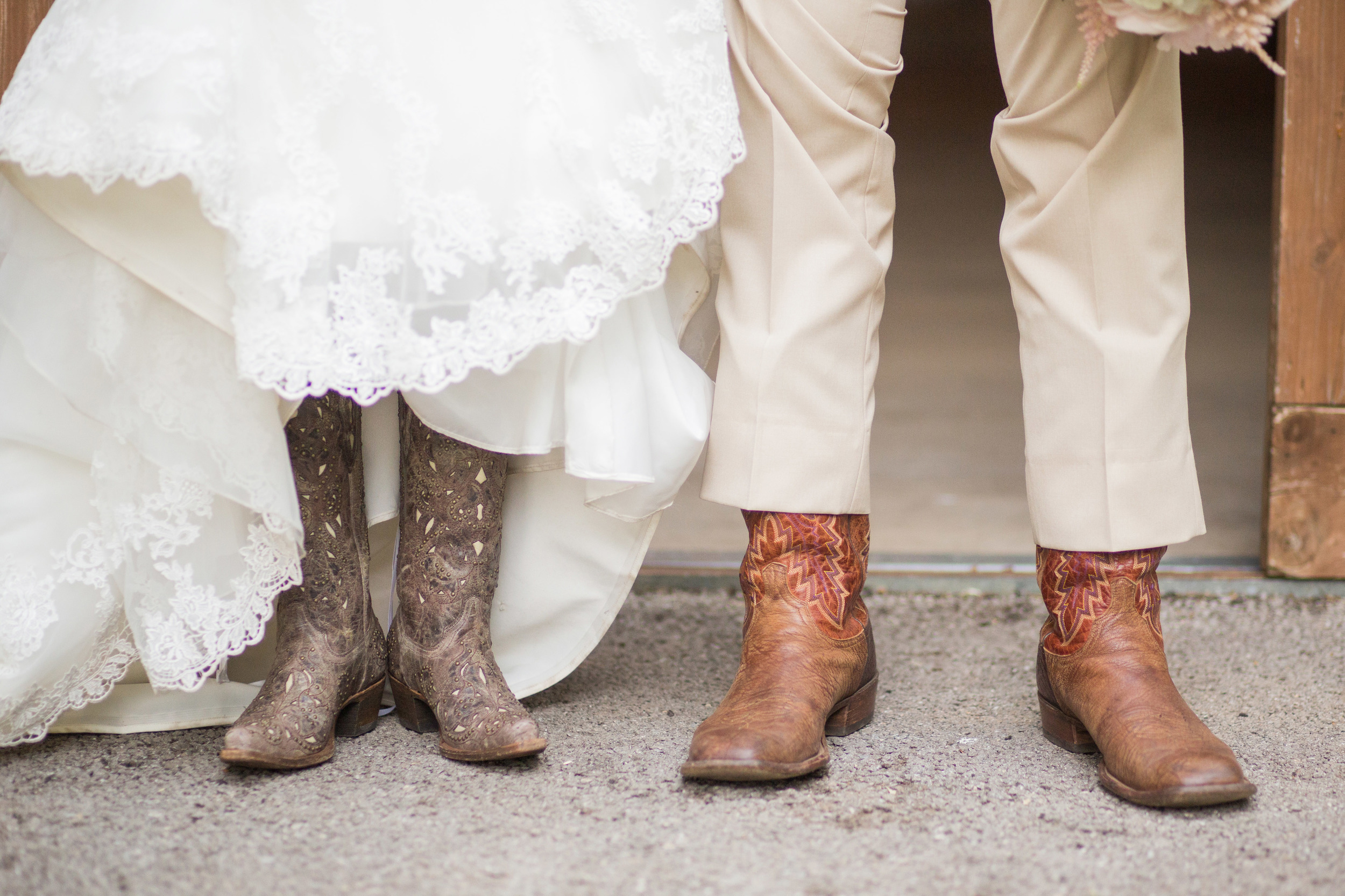 Bride & Groom's boots on wedding day