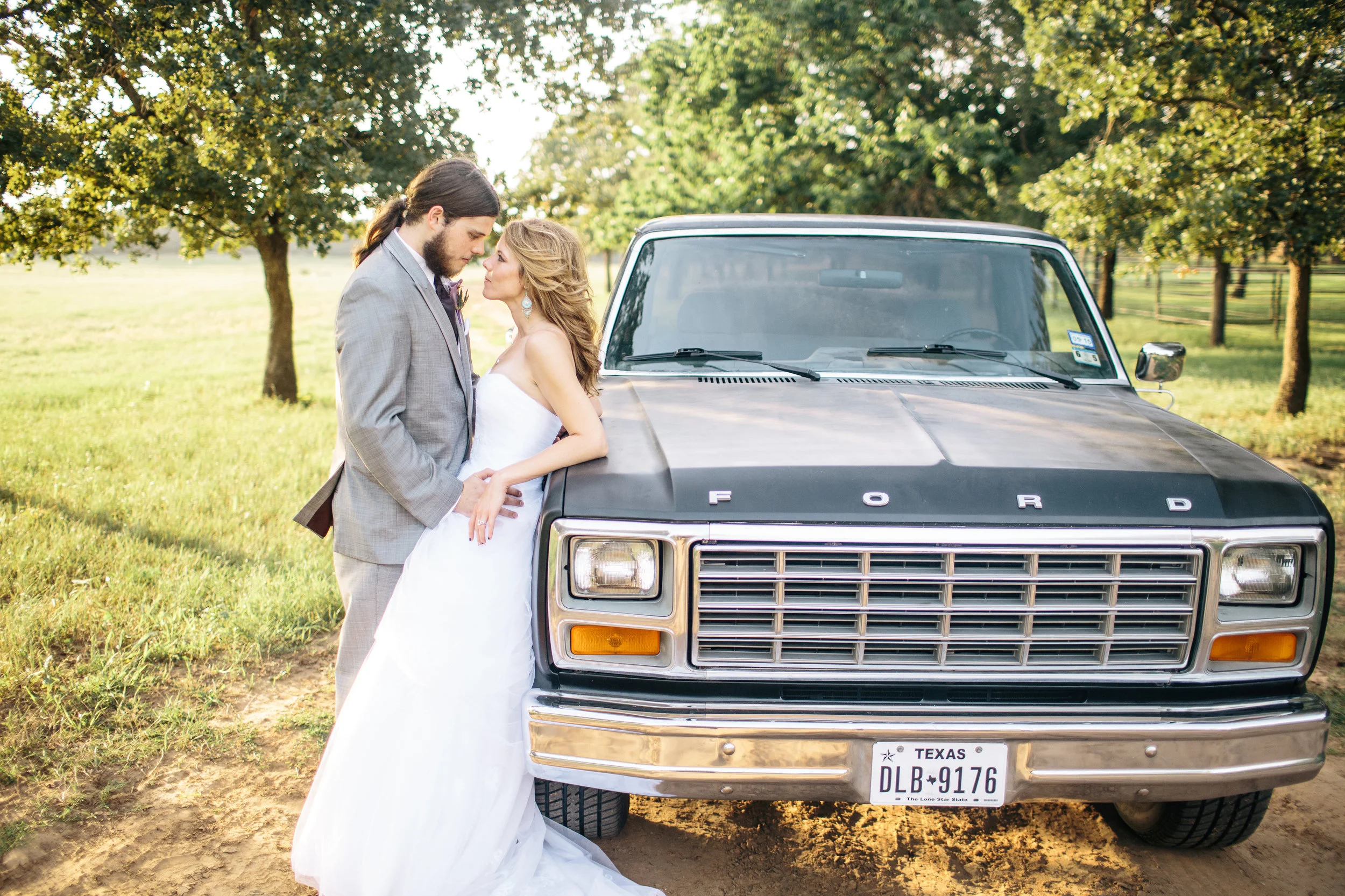 Bride & Groom Old Truck Portrait