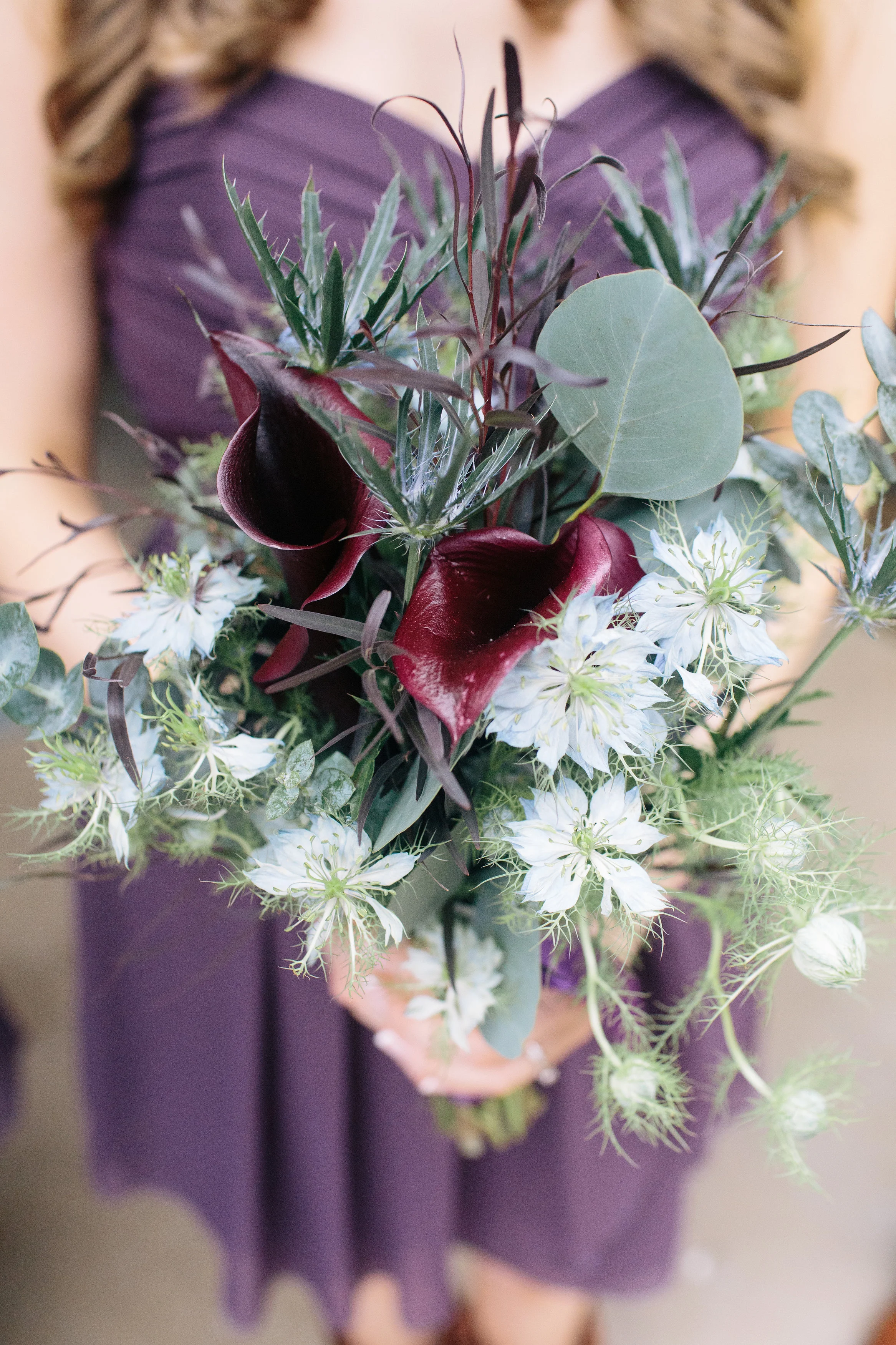 Rustic Bohemian Purple Feather Bridesmaid Bouquet