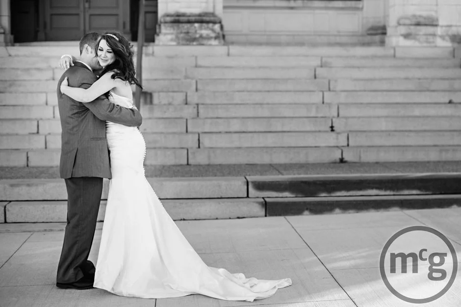 Downtown McKinney Bride & Groom First Look Hug