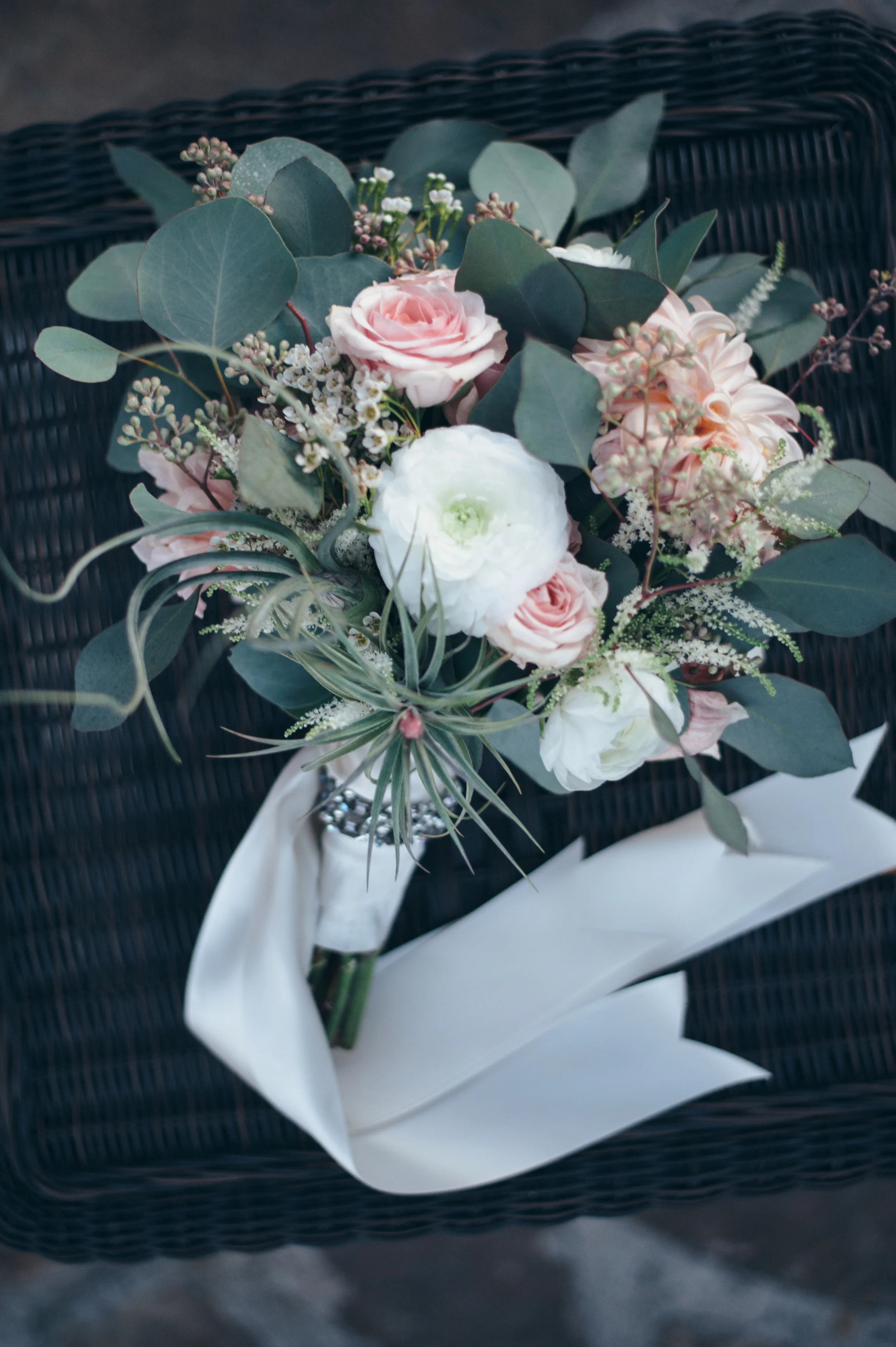 Natural Organic Bridal Bouquet White Peach Succulent