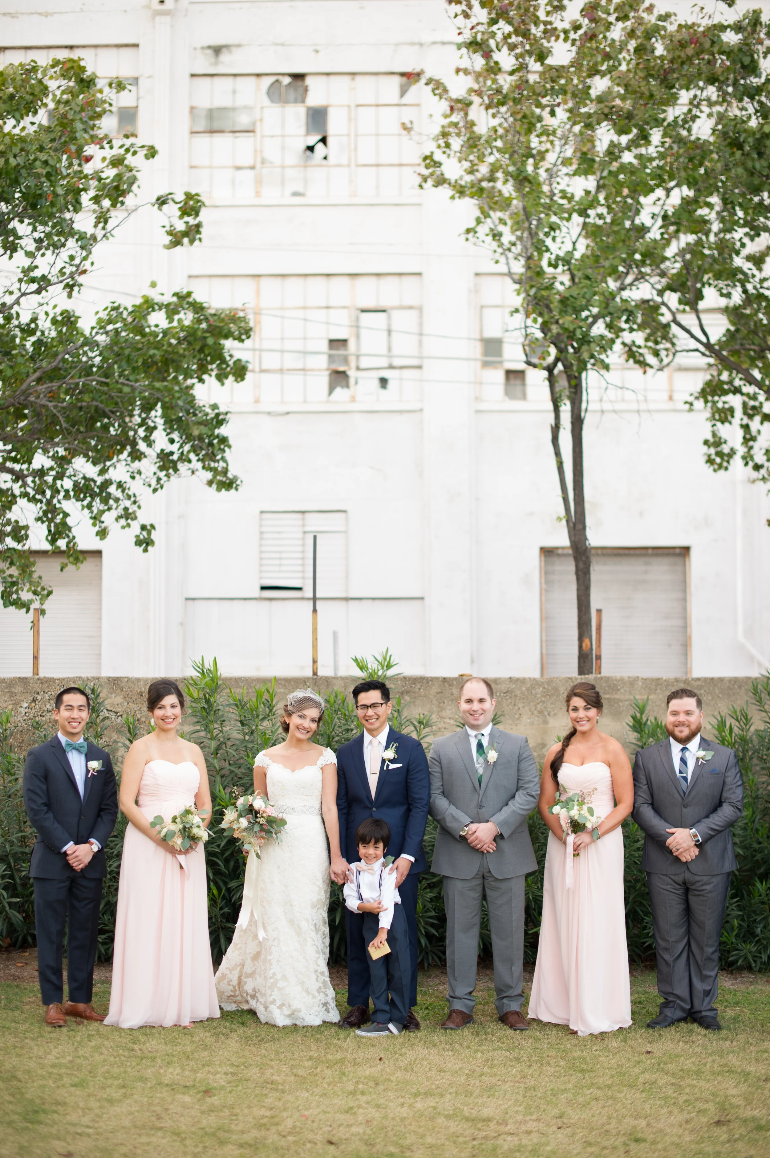 Pink, Navy, Gray bridal party