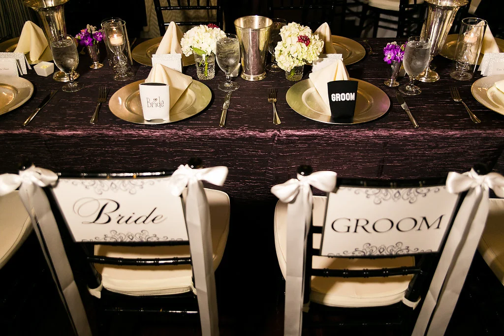 Bride & groom chair signs from Altar Ego Paperie