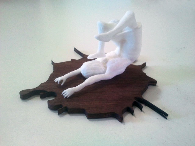 You'e No Fun Any More (2), 3D printed plastic, varnished walnut plywood, 2015