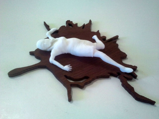 You'e No Fun Any More (1), 3D printed plastic, varnished walnut plywood, 2015