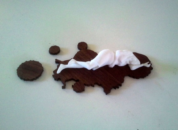 You'e No Fun Any More (3), 3D printed plastic, varnished walnut plywood, 2015