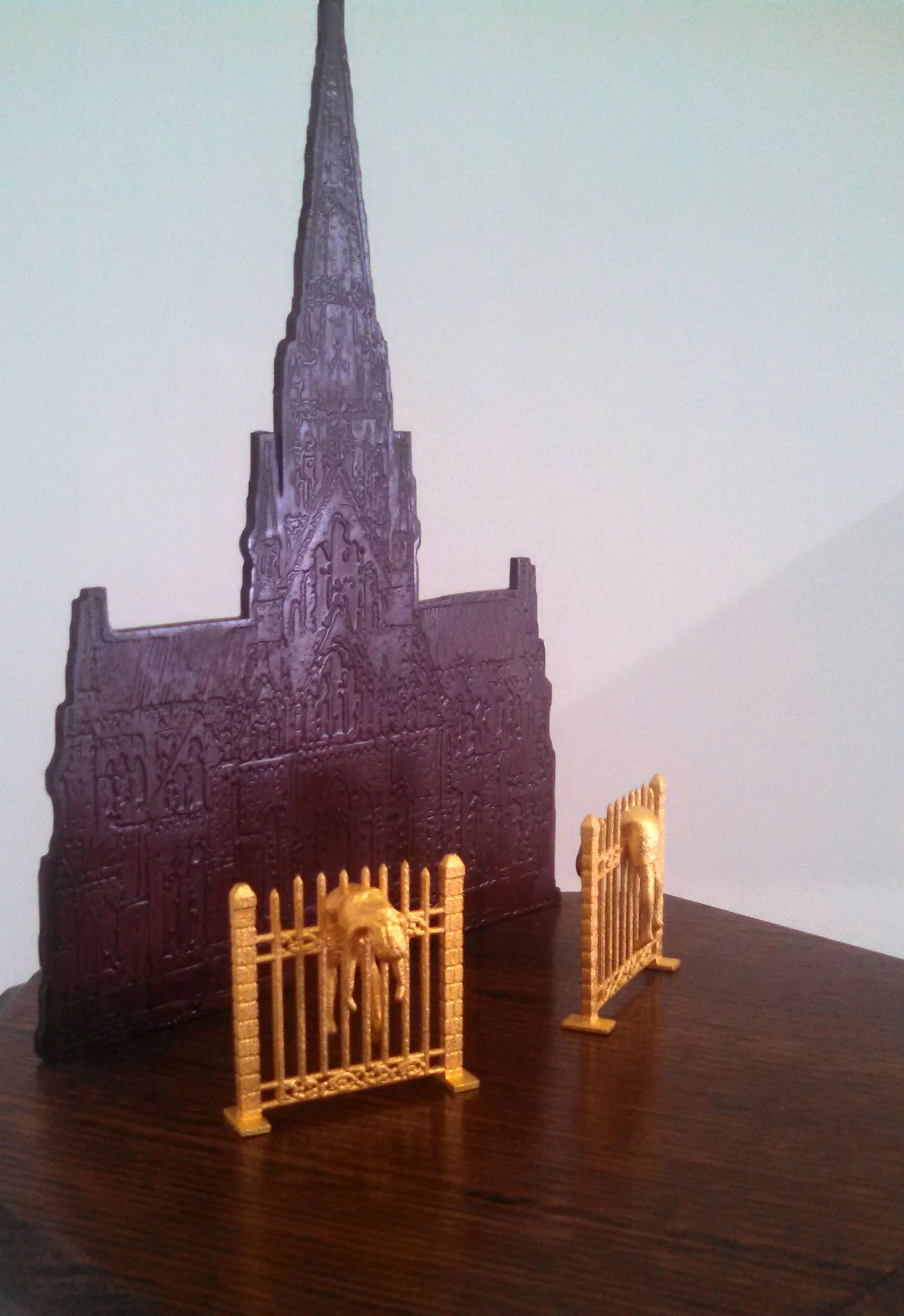 If I wanted to kill myself, I would tell you, 3D printed gold steel, plywood, dimensions variable, 2016