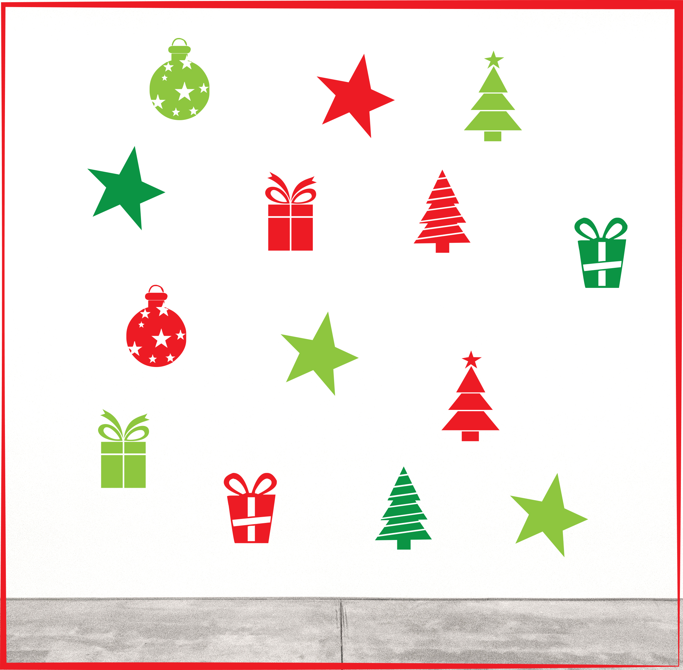Pack 2: Assorted Christmas Decals - $79 Size: Each piece fits within 200 x 200mm - Pack includes 14 pieces total