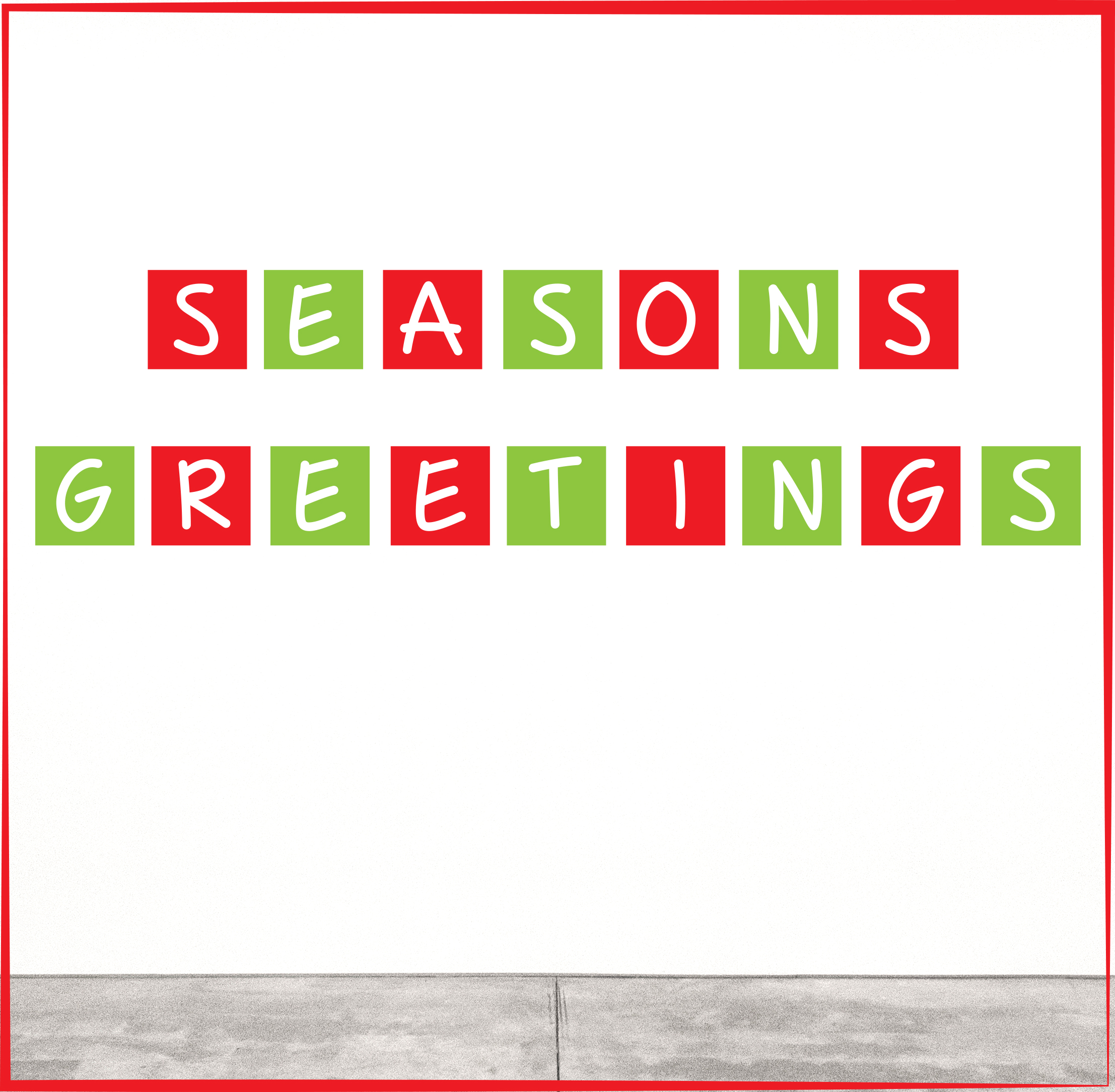 Pack 4: Square Christmas Letters - $79 Size: 200 x 200mm per letter - Two text options: 'Merry Christmas' or 'Seasons Greetings'