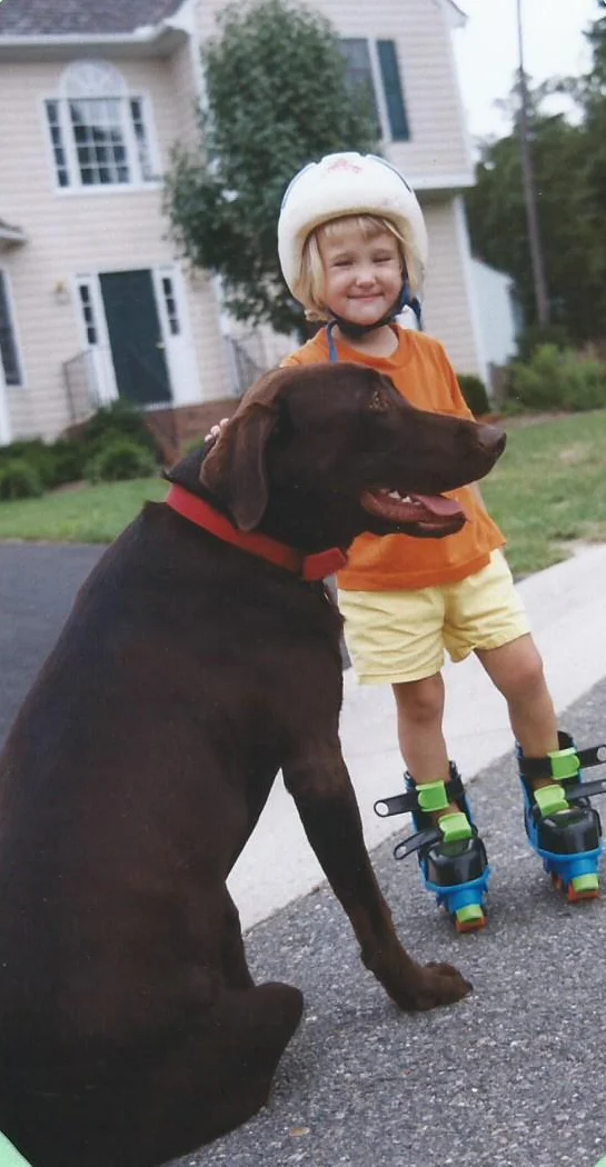 Jamie roller blading with Max. 
