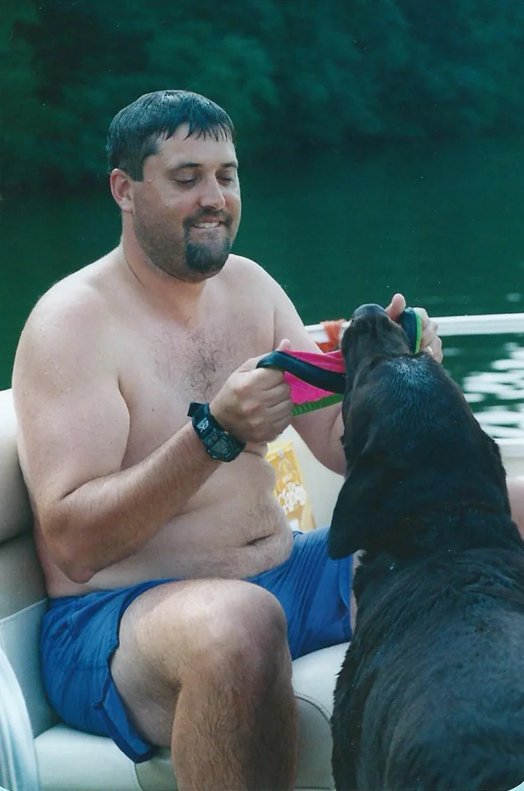 My dad and Max on our very first trip to Smith Mountain Lake.