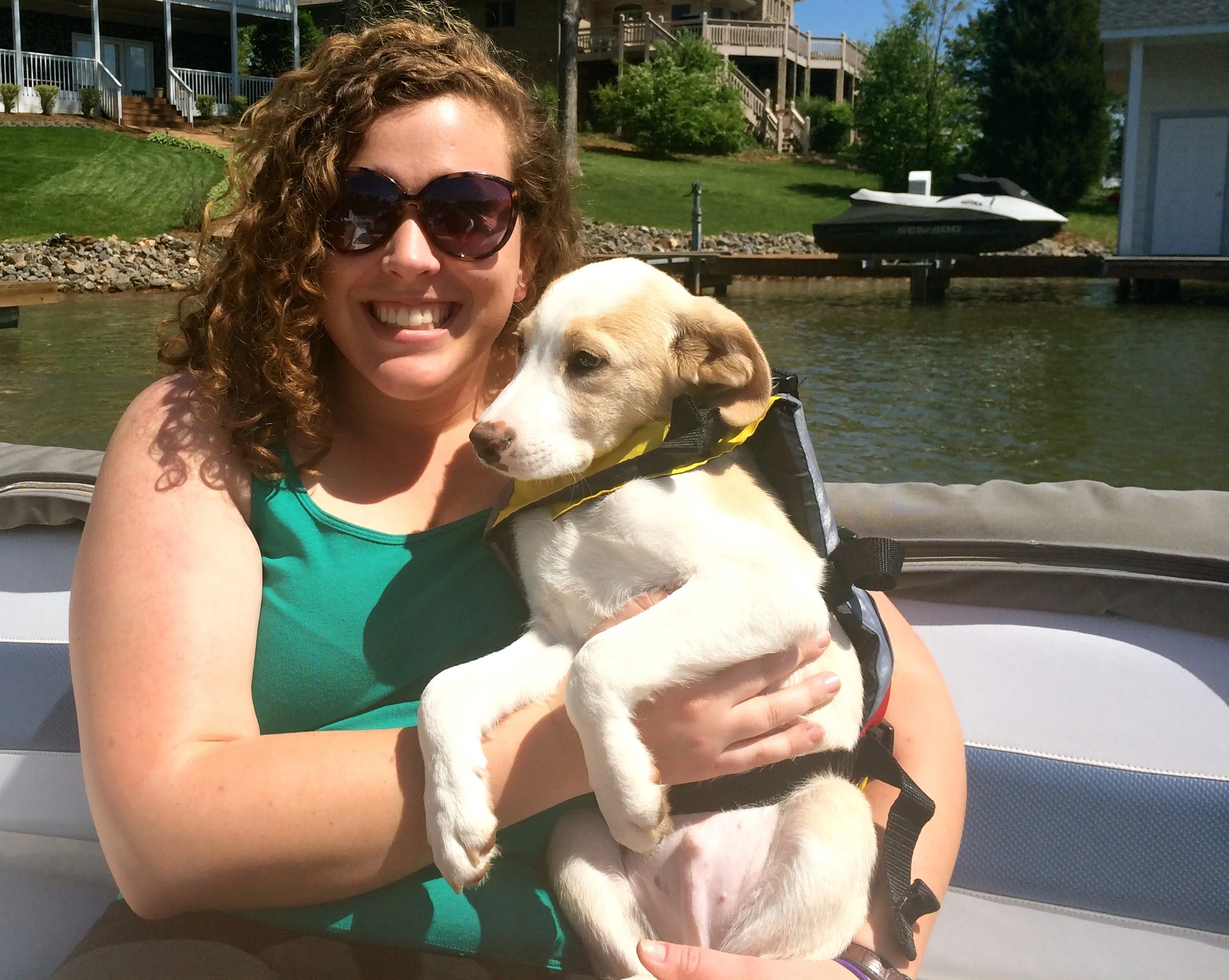 Merlin's first trip to Smith Mountain Lake, where we now have a lake house. 