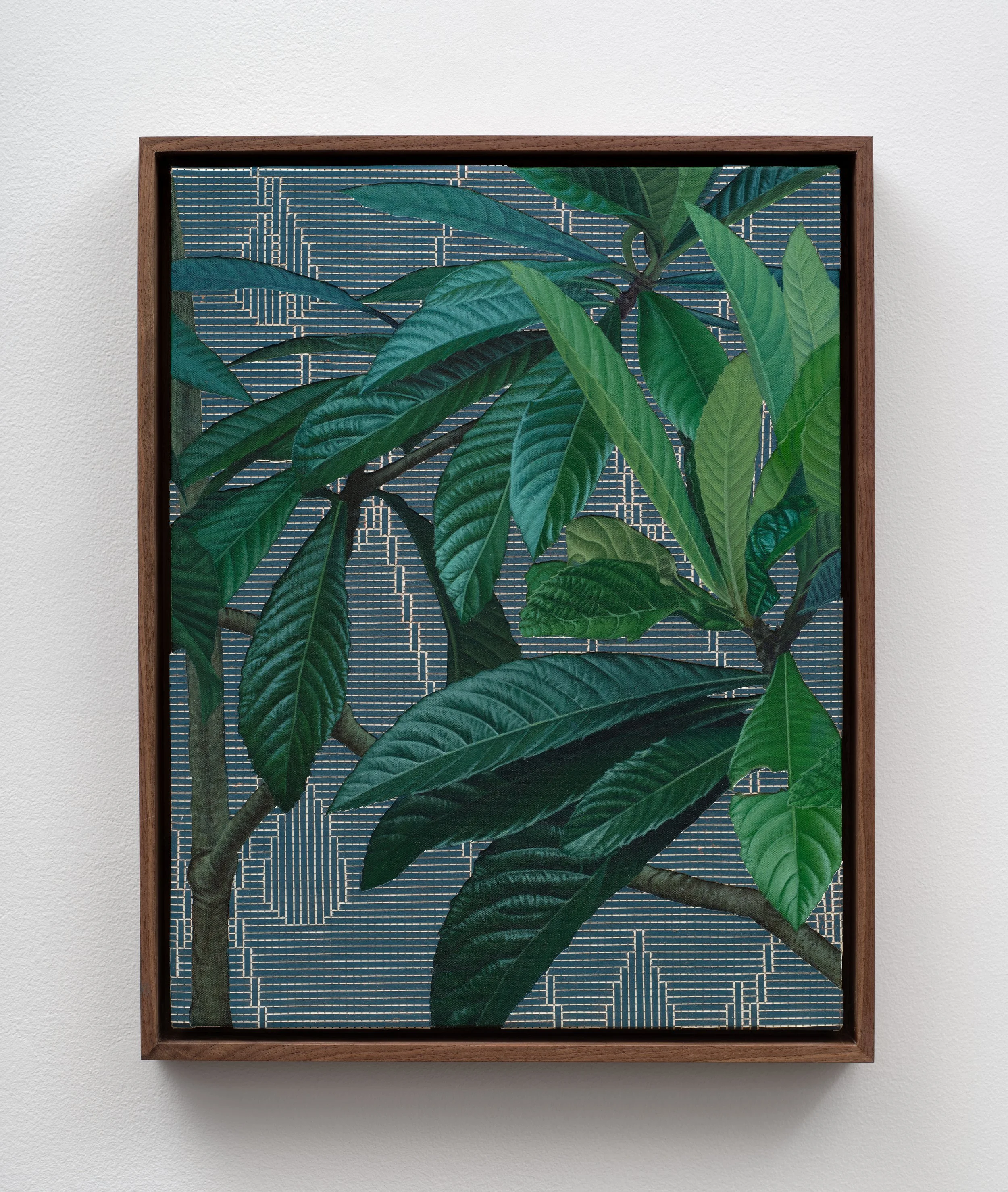   Morning Sun  Intaglio ink on woven paper, acrylic on collagraph print mounted to canvas, walnut frame, 2025  18 x 14 x 1.5 in (46 x 36 x 4 cm) Photo by Paul Salveson 