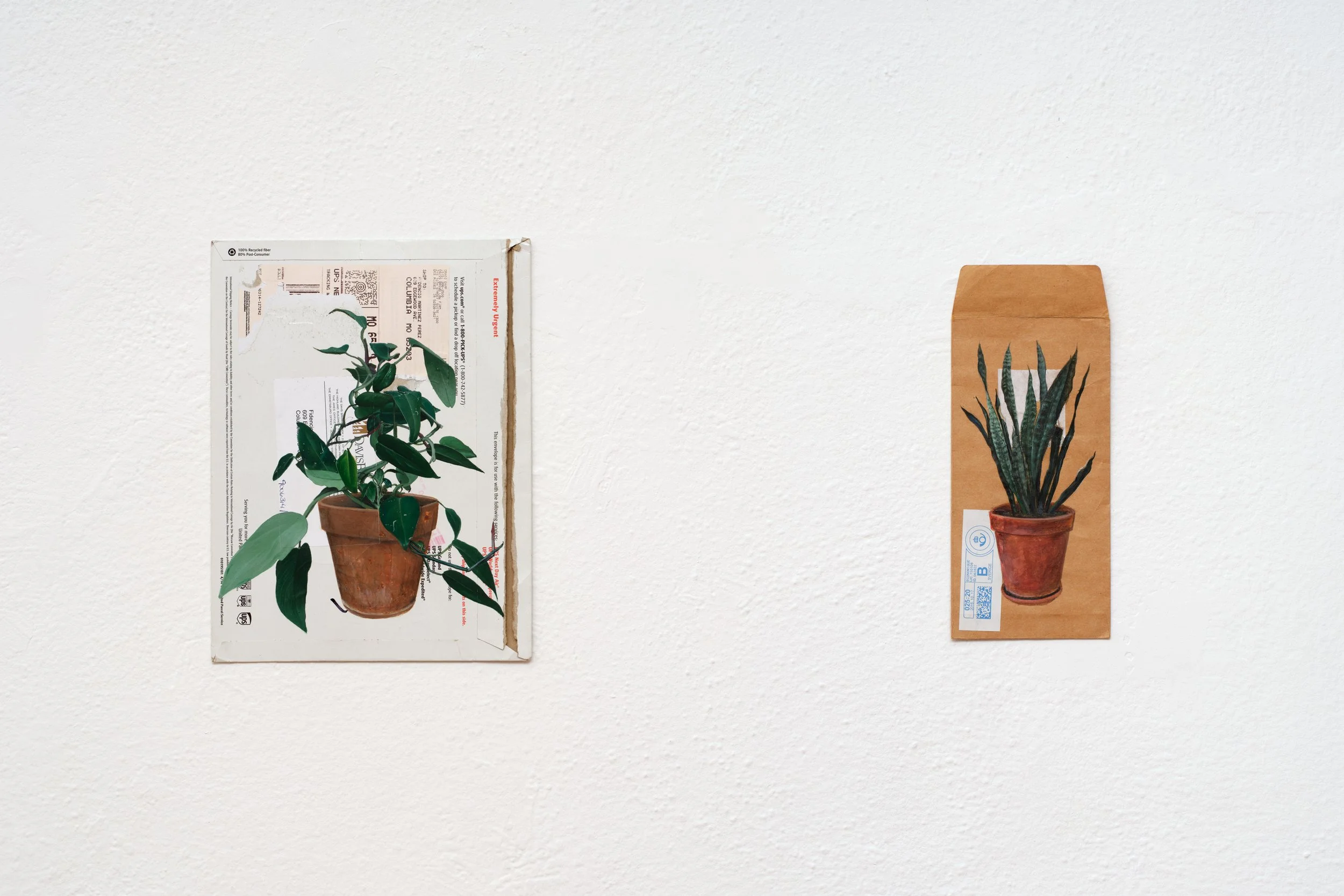   dacaments: 18, 01  (2016-19) Acrylic on envelope 12.5 x 9.5 in (32 x 24 cm); 11 x 4.75 in (28 x 12 cm)  Photo: Paul Salveson 