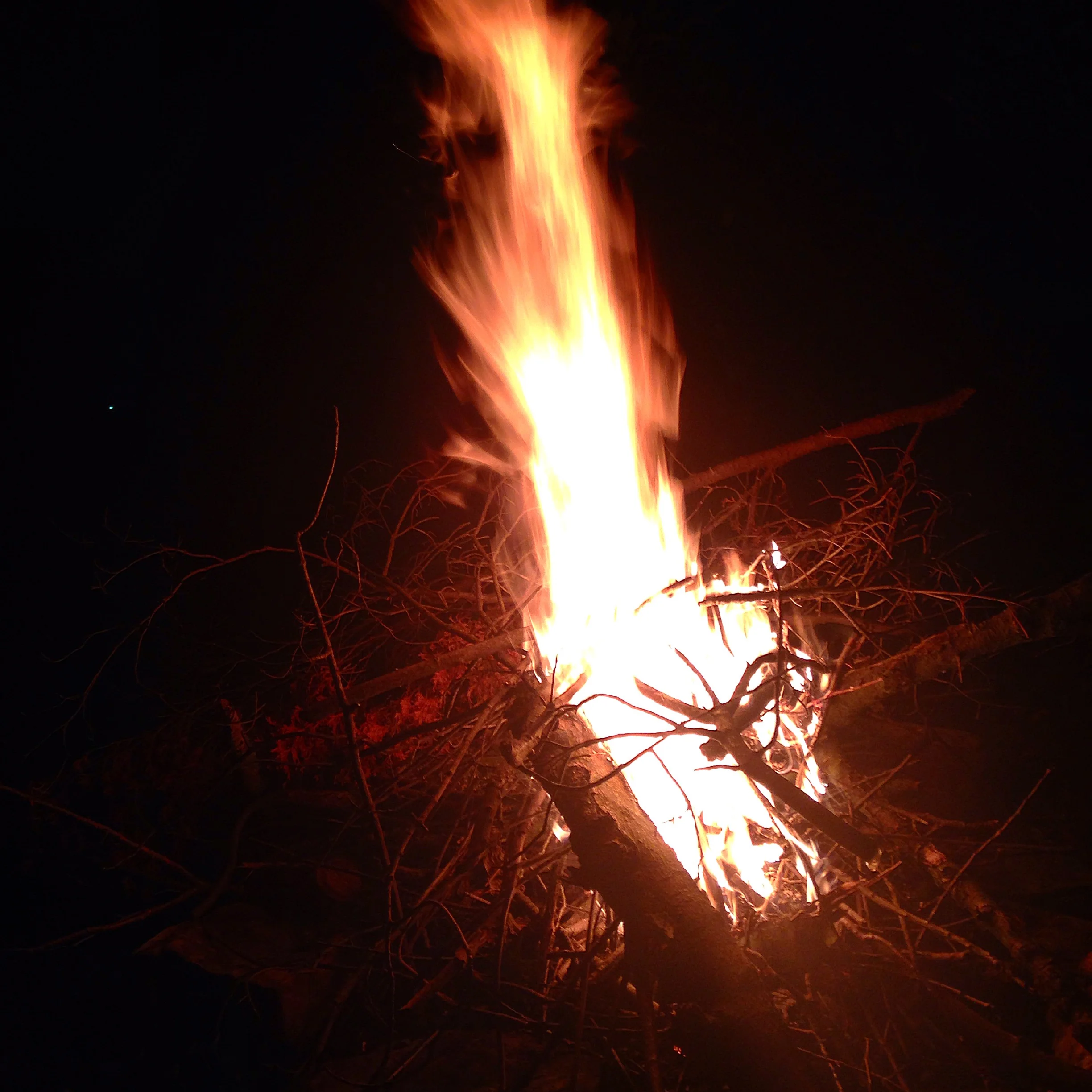Awesome late night fire in the backyard fire pit!