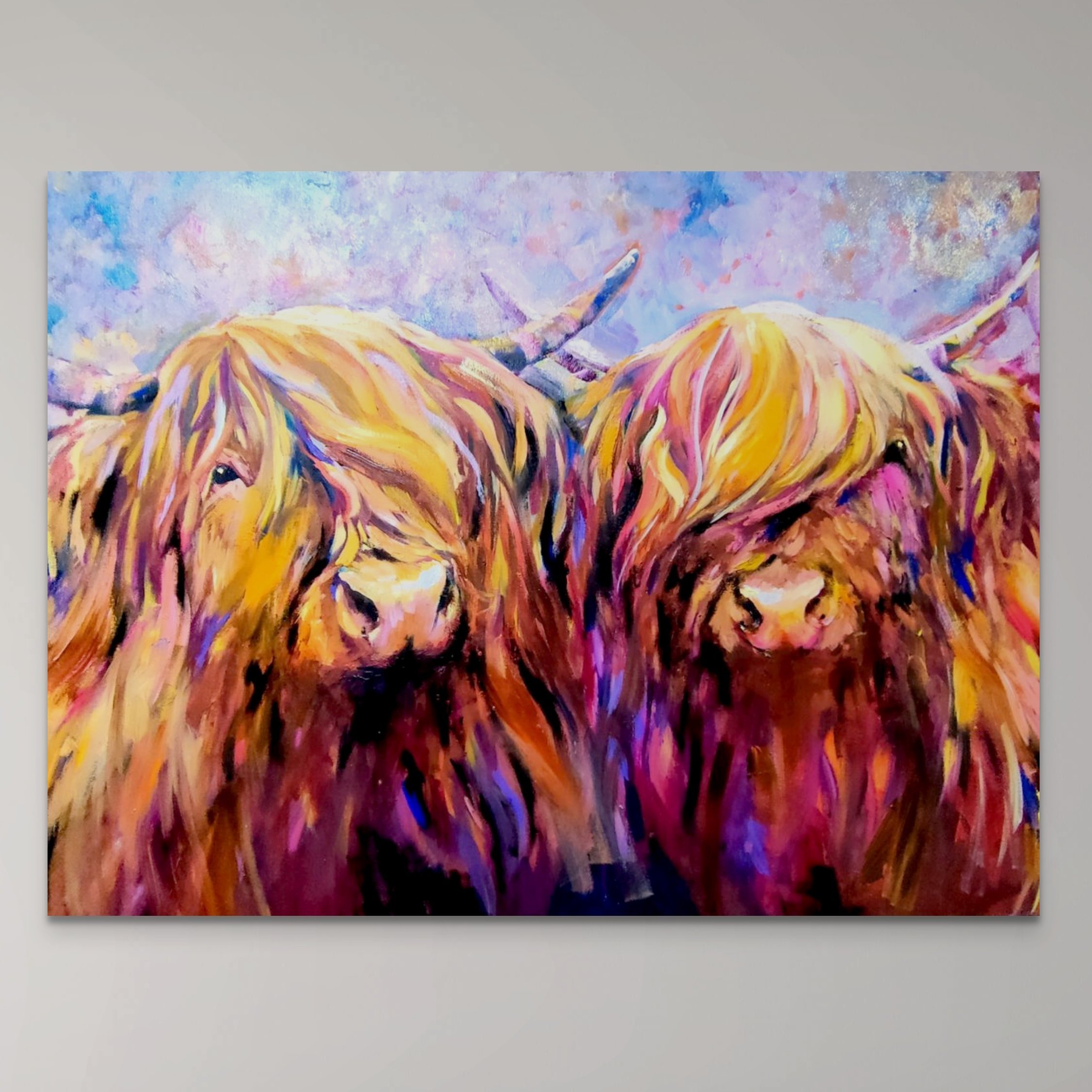 Highland Cow Couple Painting