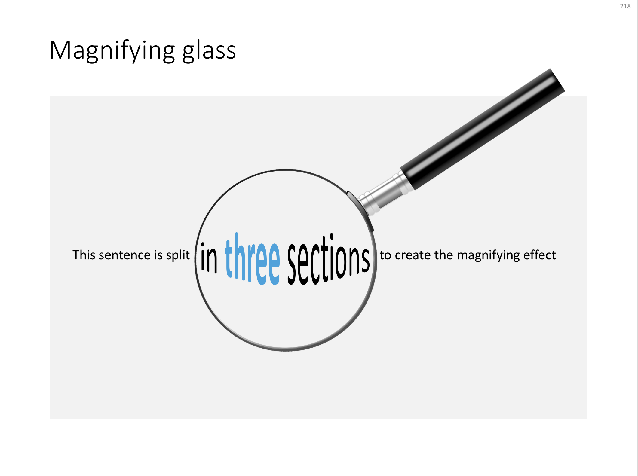 Chart concept distorting text under a magnifying glass in PowerPoint
