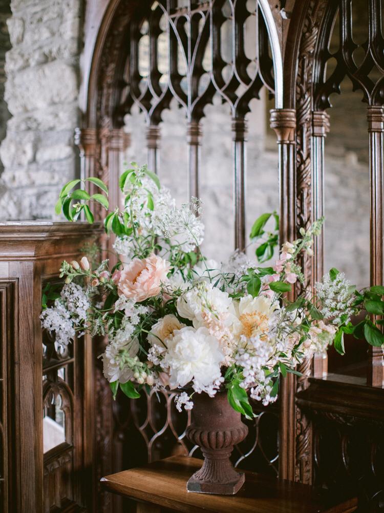 Church flowers for Cornish wedding