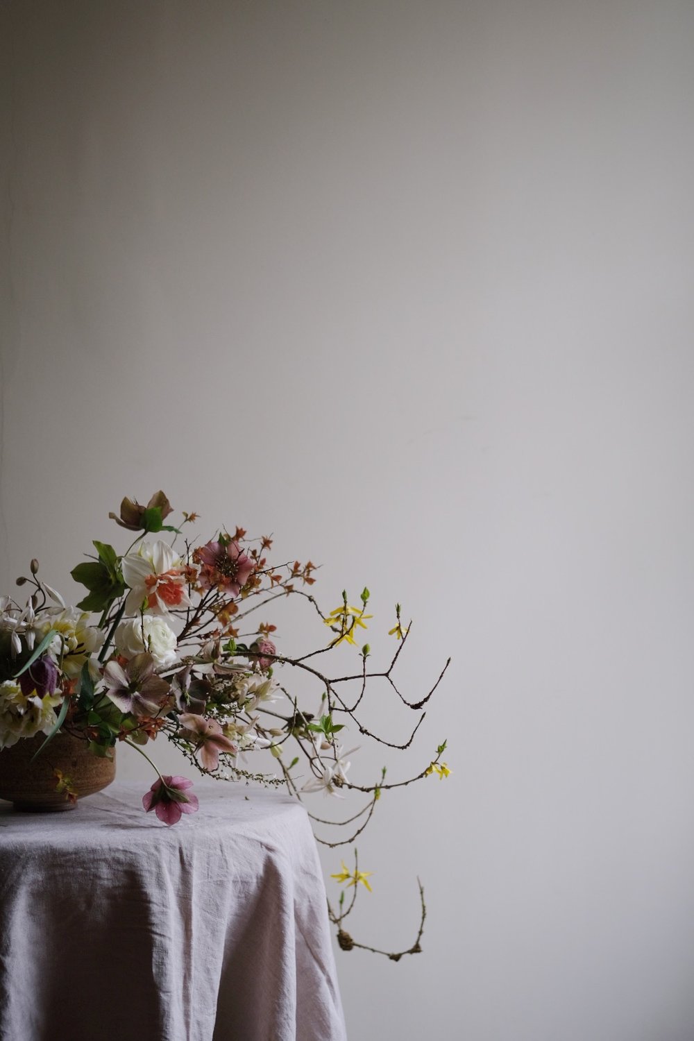 March flower arrangement in Leach Pottery Bowl