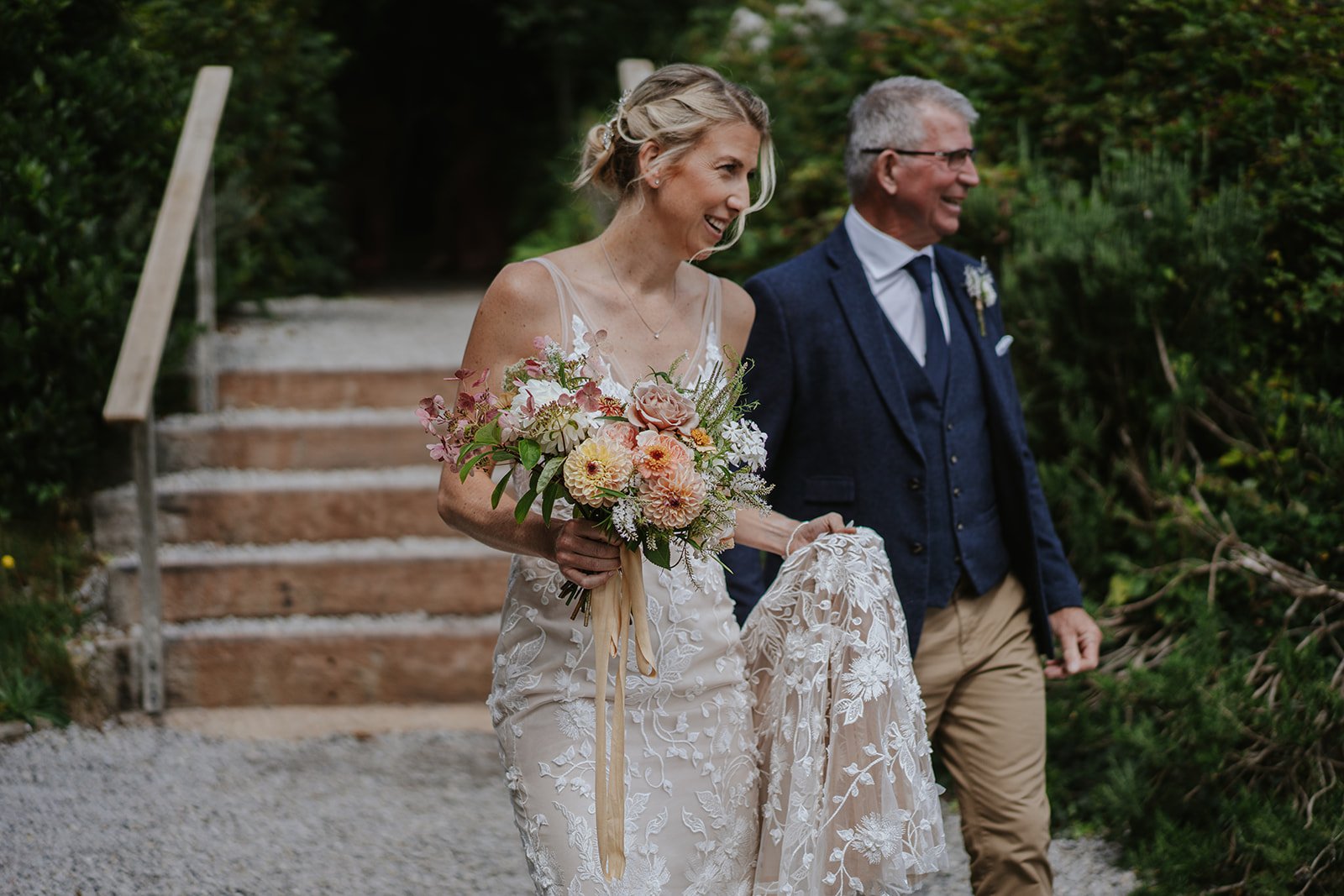 Bride and her Father at Nancarrow Farm Wedding