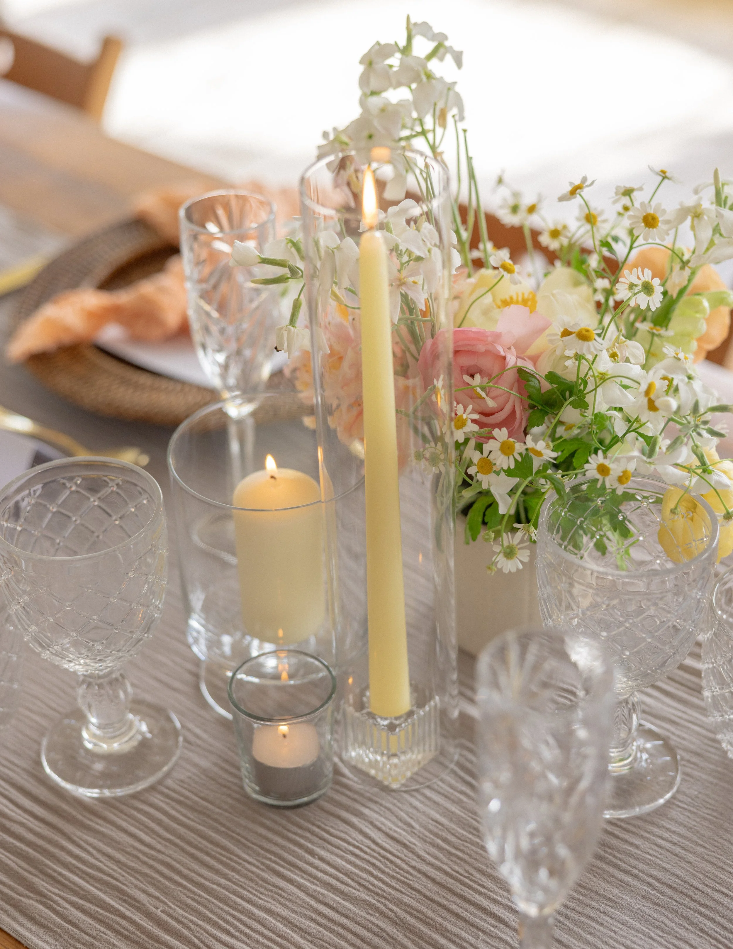 Hurricane covers with tapered candles