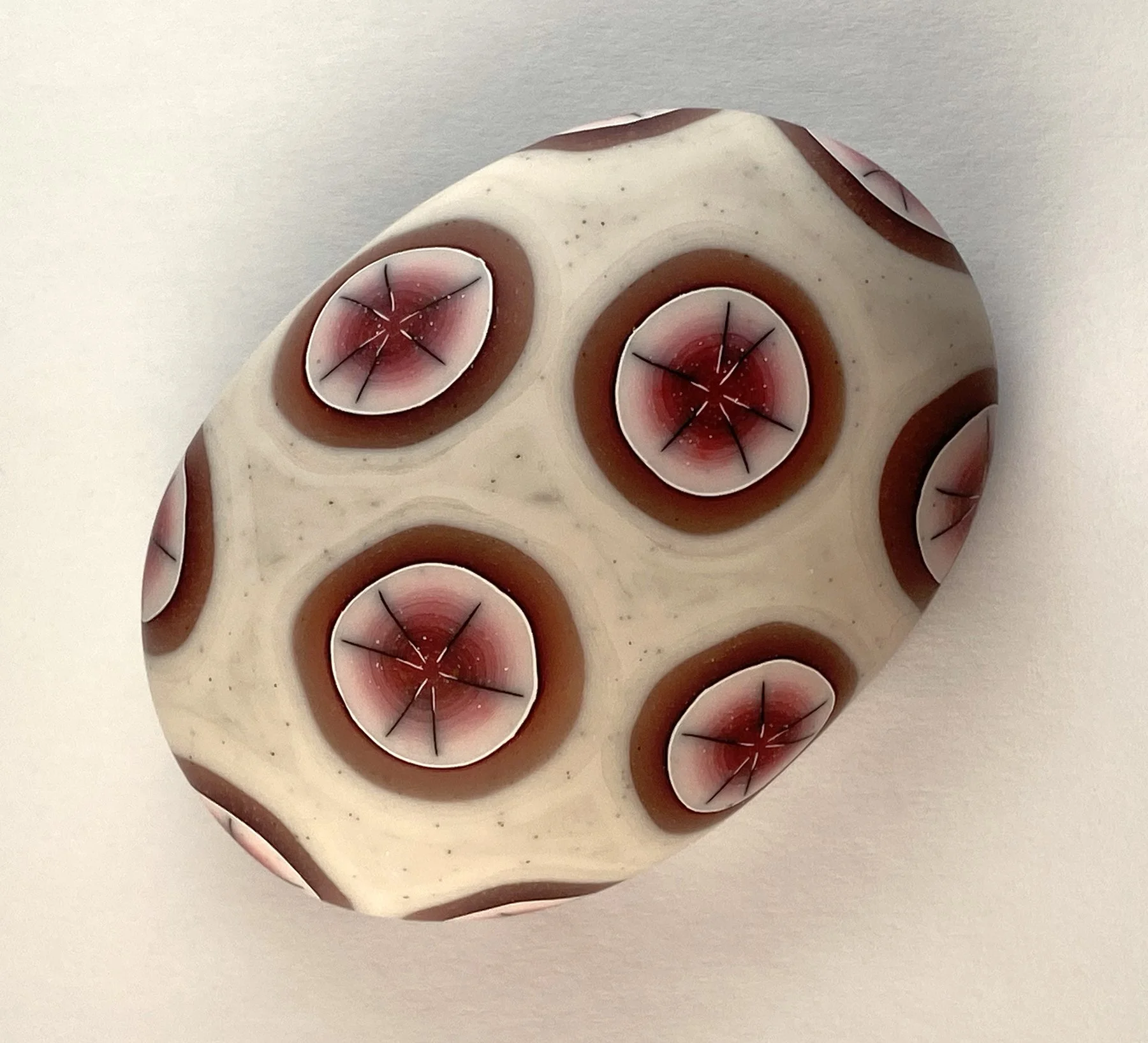 River Rock Brooch in Cream with Red Spots 1.jpg