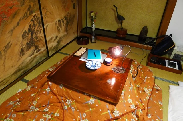 A space with heated blanket at Koyasan, 2014