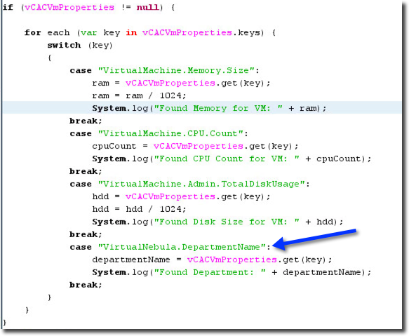 Iterate the properties of the VM, and look for the ones we are interested in
