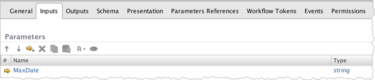 Inputs for the workflow (MaxDate)